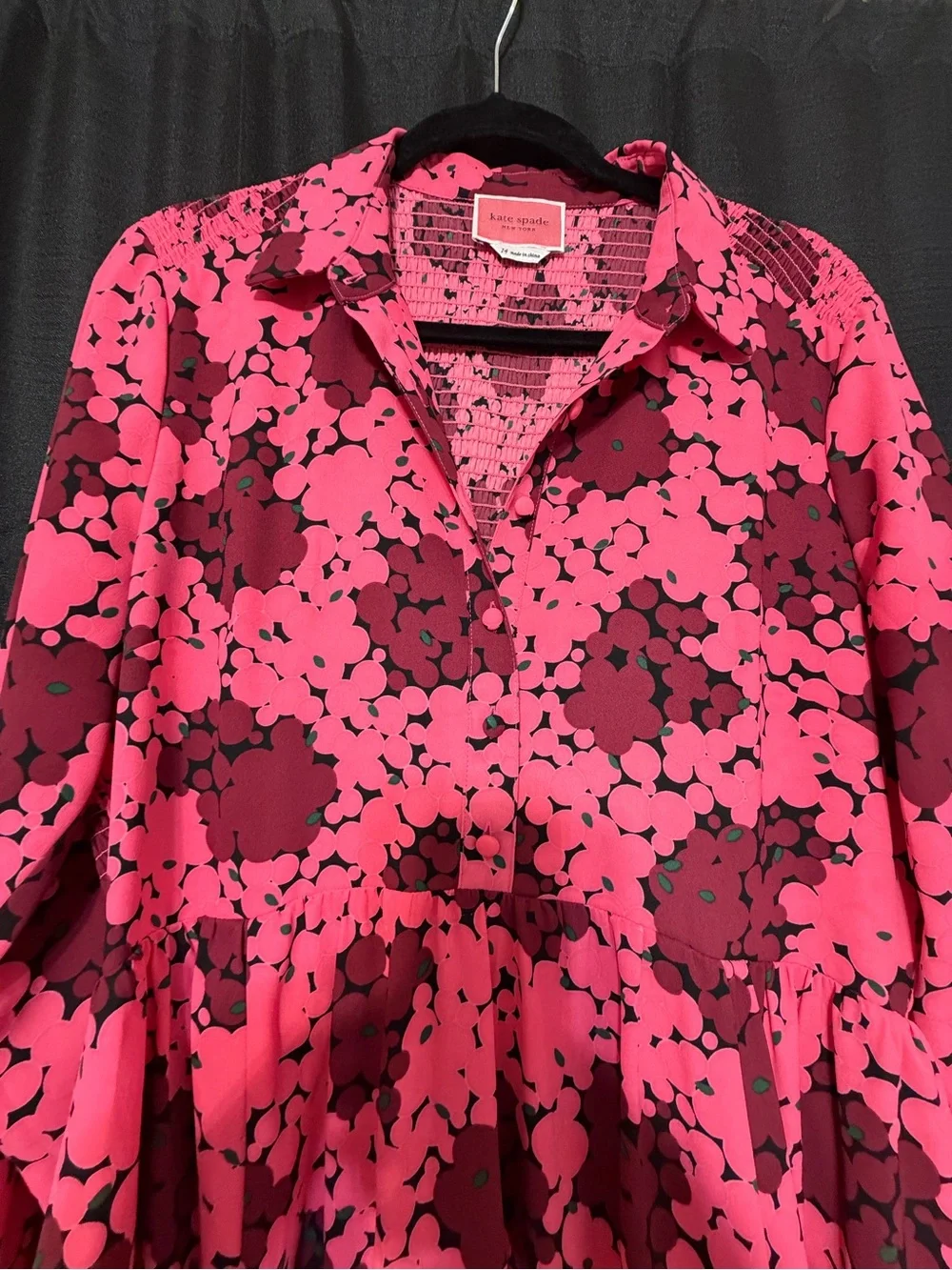 Kate Spade Women's Pink Floral Long-Sleeve Dress